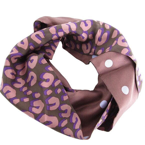 Auth LOUIS VUITTON Leopard Scarf Snood Brown / purple silk - Picture 1 of 8